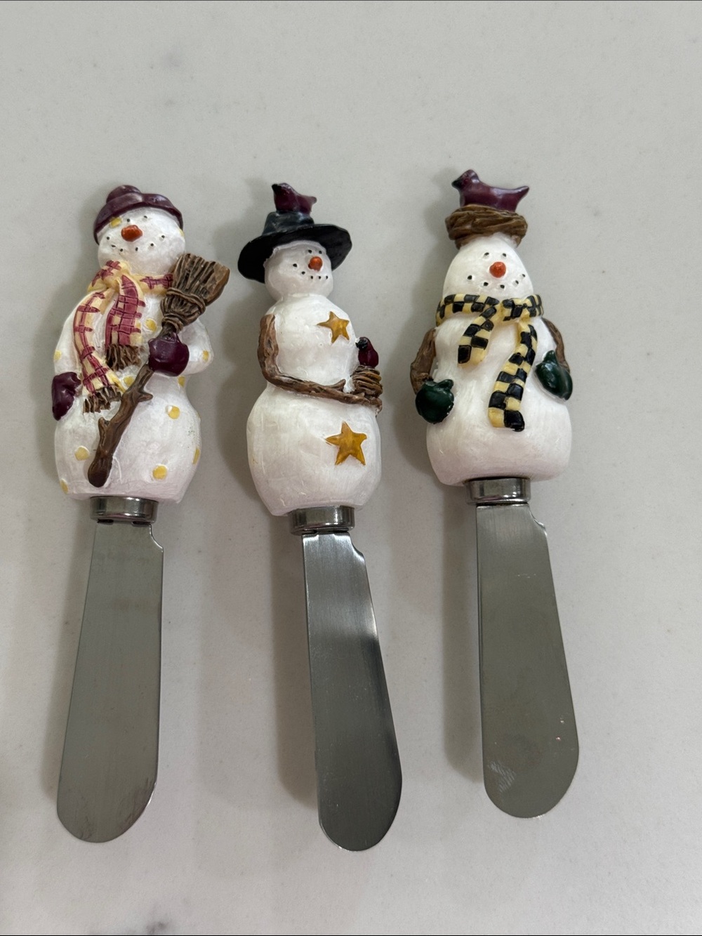 Boston Warehouse snowman cheese spreader set
